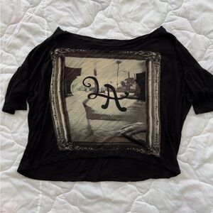 Black Lira Graphic Loose Cropped Tee with Framed LA Print